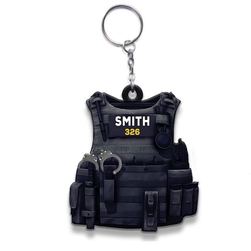 Wholesale Police Acrylic Flat Backpack Keychain